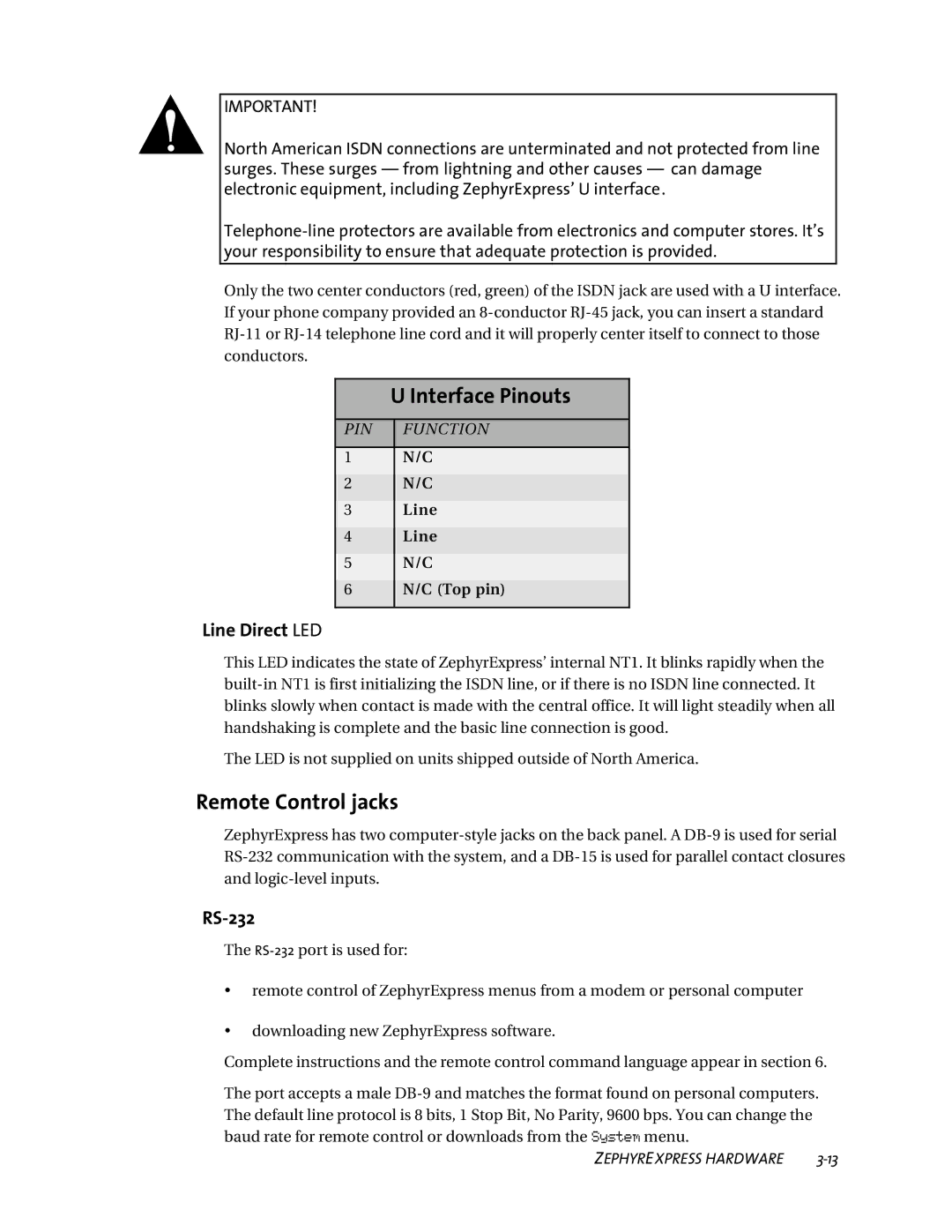 Telos ZephyrExpress user manual Remote Control jacks, Line C Top pin 