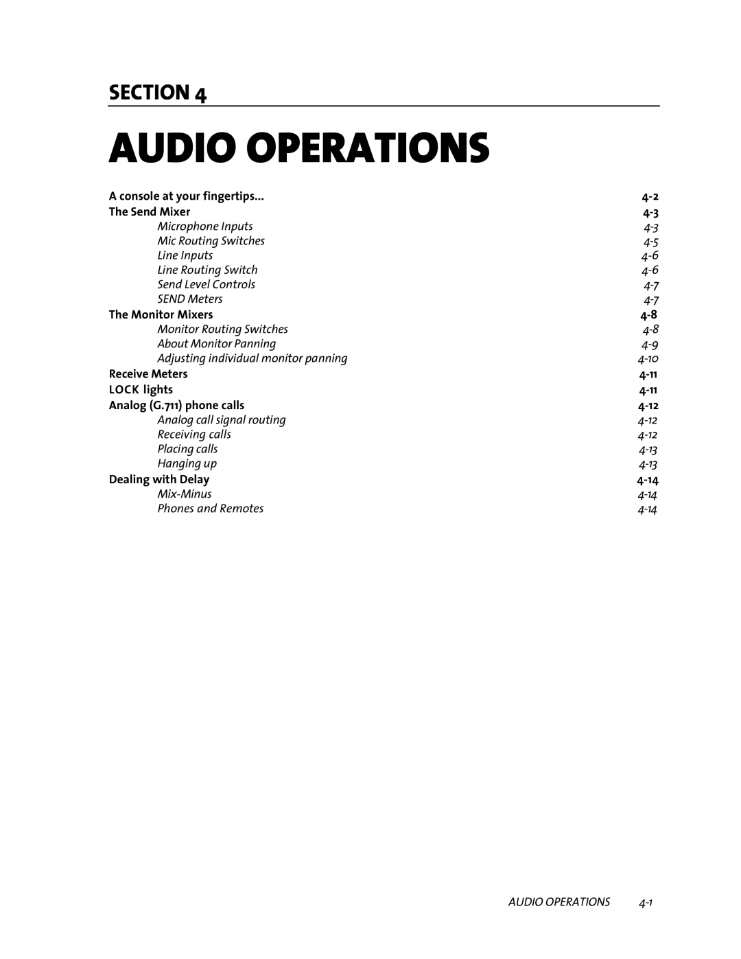 Telos ZephyrExpress user manual Audio Operations 