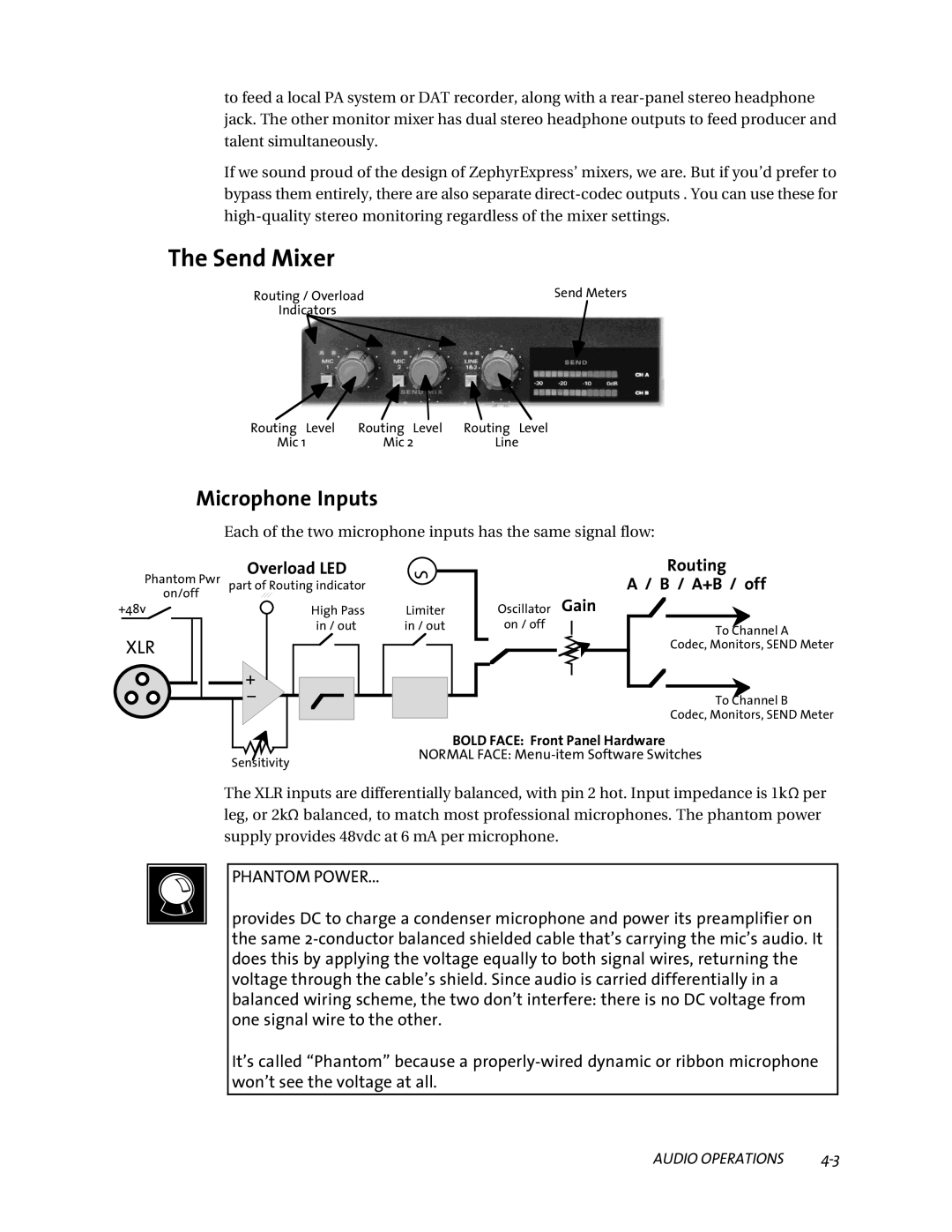 Telos ZephyrExpress user manual Send Mixer, Routing 