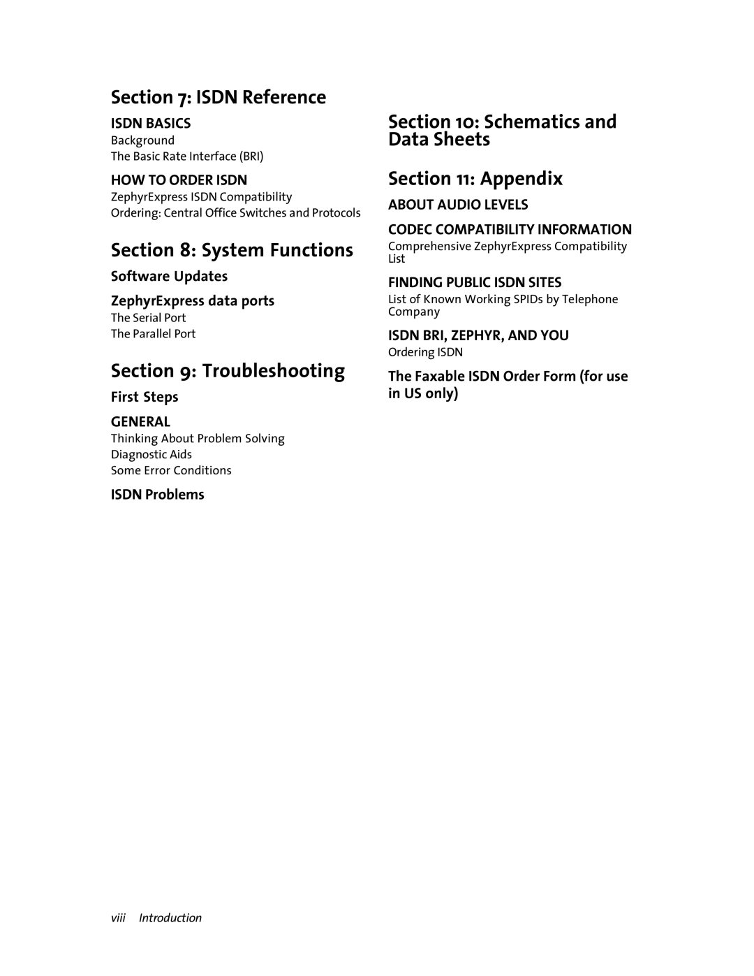 Telos ZephyrExpress user manual Isdn Reference, System Functions, Troubleshooting, Schematics and Data Sheets Appendix 