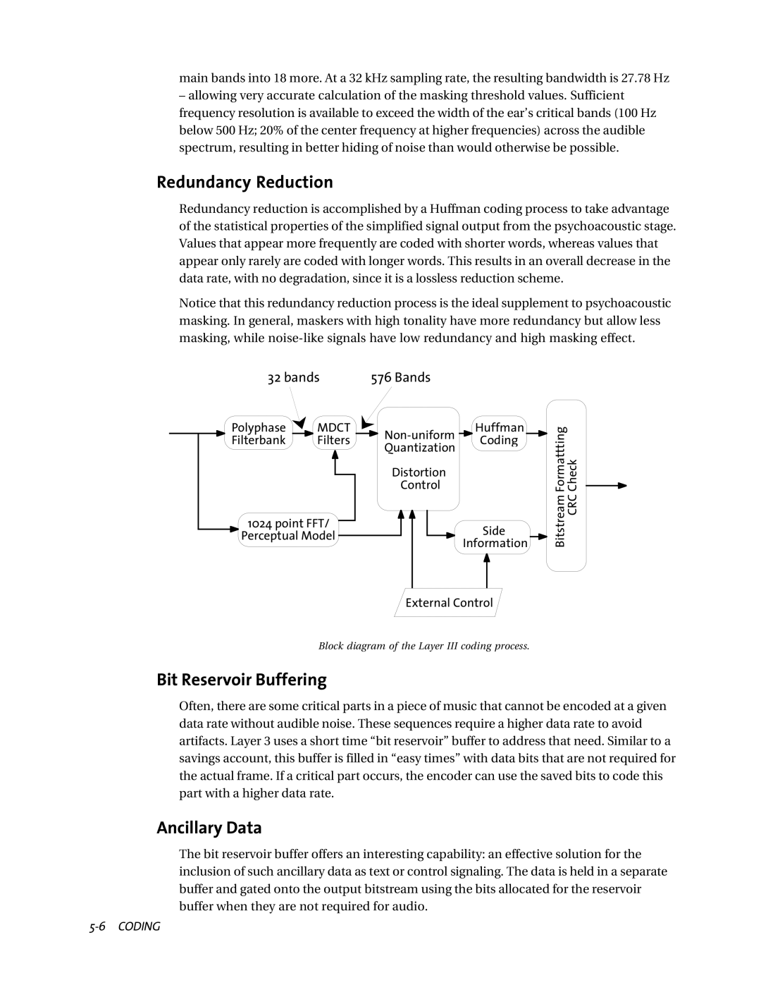 Telos ZephyrExpress user manual Redundancy Reduction, Bit Reservoir Buffering, Ancillary Data, Bands 