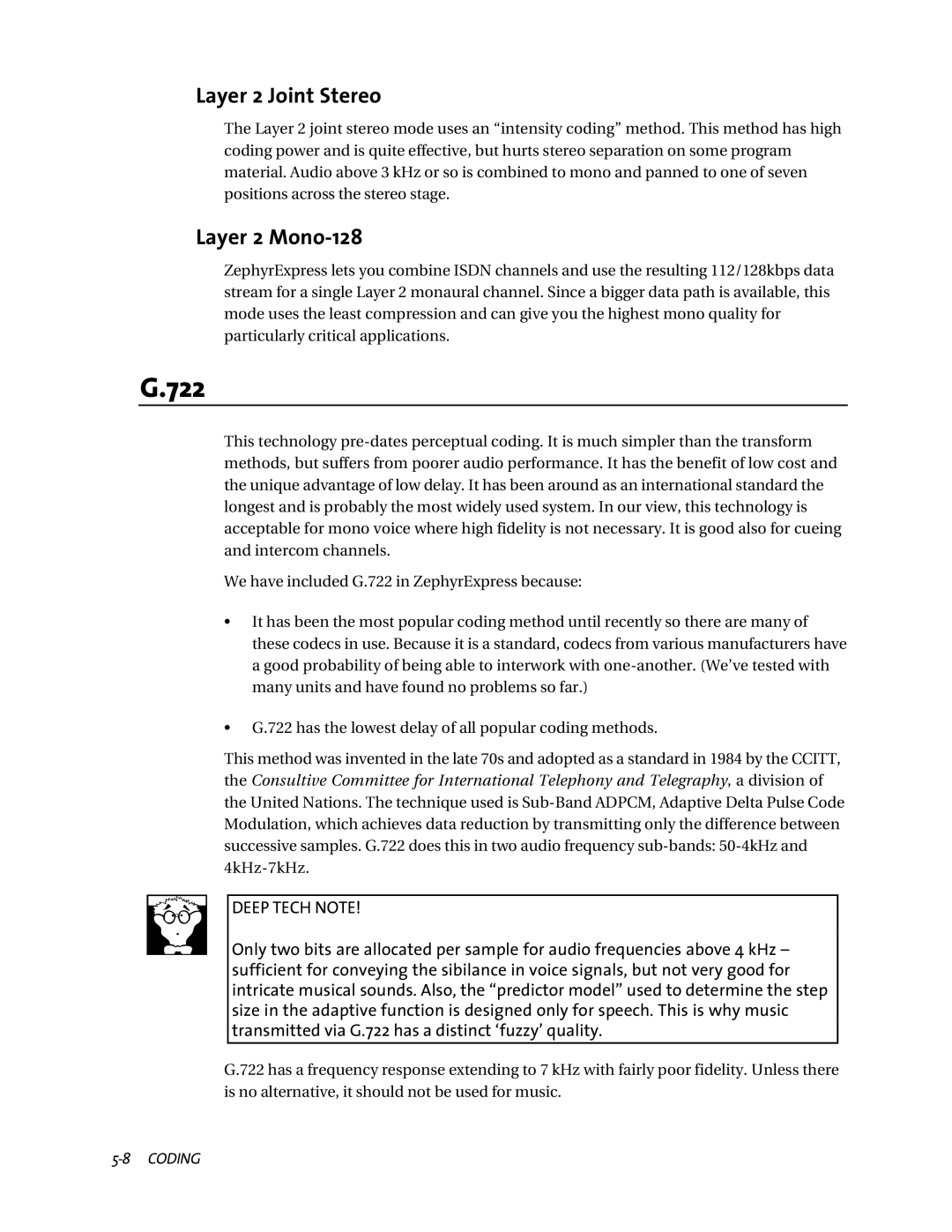 Telos ZephyrExpress user manual 722, Layer 2 Joint Stereo, Layer 2 Mono-128 