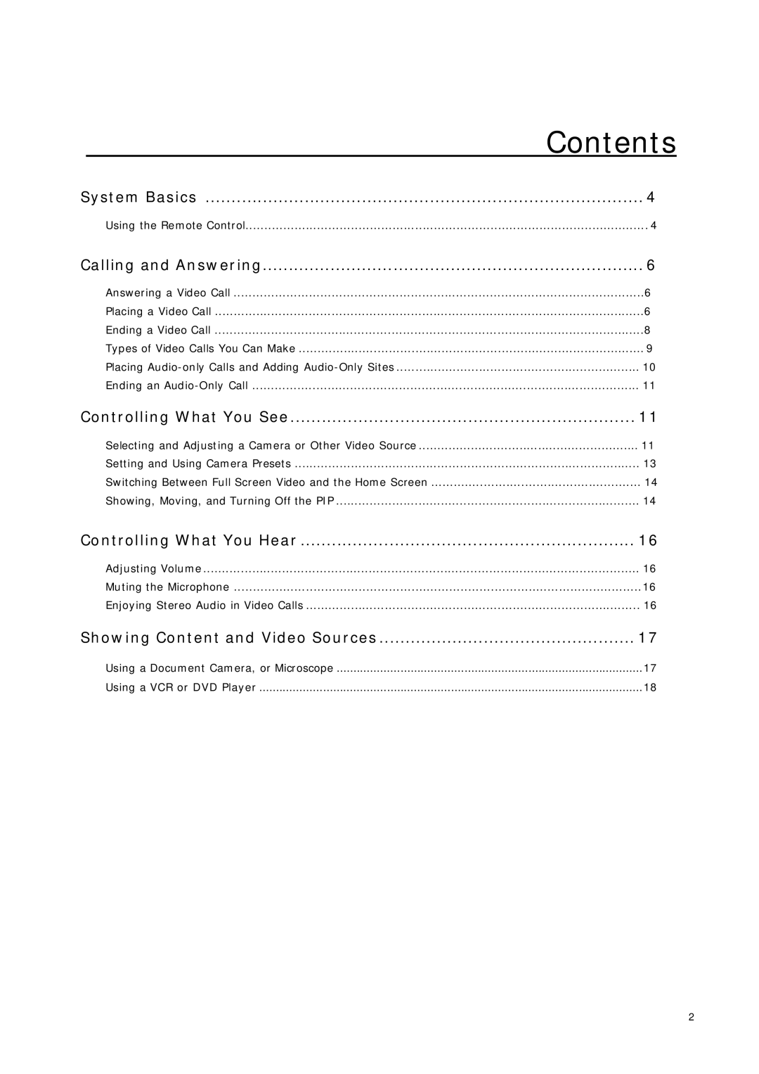 Telstrat VSX Series manual Contents 