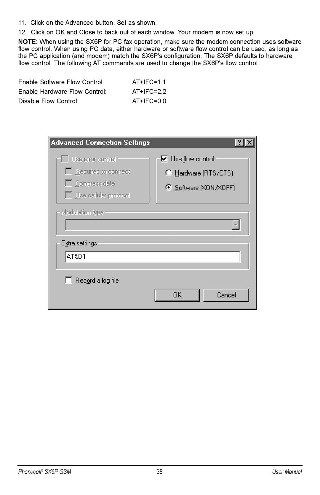 Telular 900, 1800, 1900, 850, 1800, 1900 user manual Enable Hardware Flow Control 