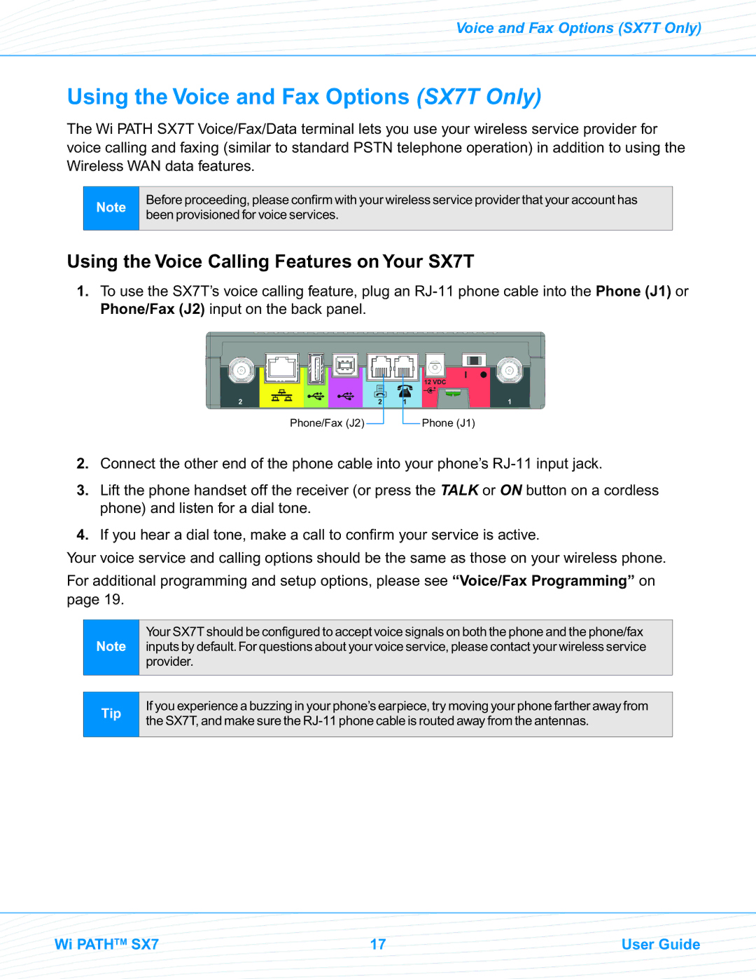 Telular EVDO manual Using the Voice and Fax Options SX7T Only, Using the Voice Calling Features on Your SX7T 