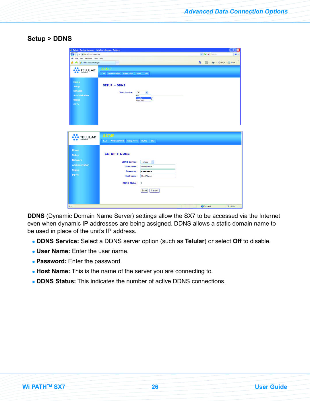 Telular EVDO manual Setup Ddns 