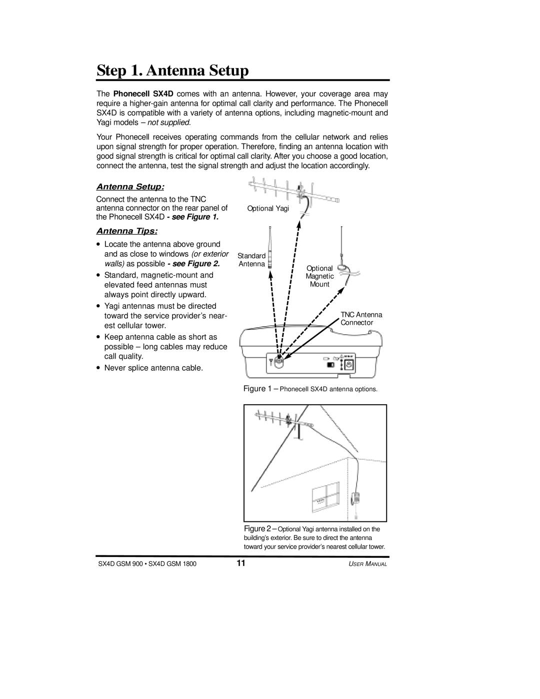 Telular SX4D user manual Antenna Setup, Optional Yagi 