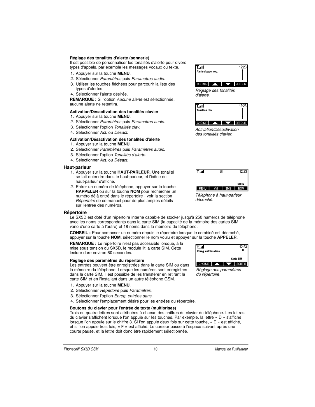 Telular SX5D manual Haut-parleur 