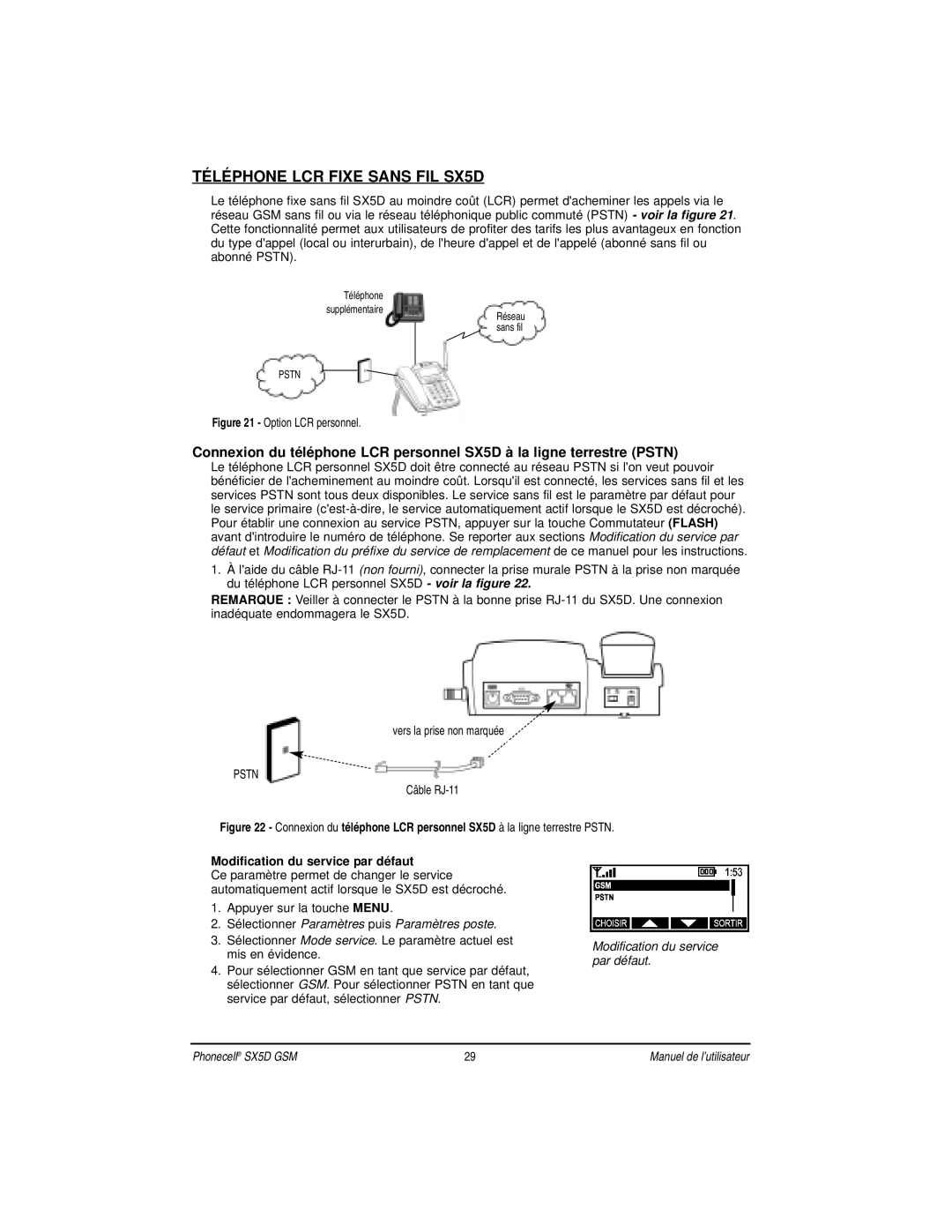 Telular manual Téléphone LCR Fixe Sans FIL SX5D, Sélectionner Paramètres puis Paramètres poste 