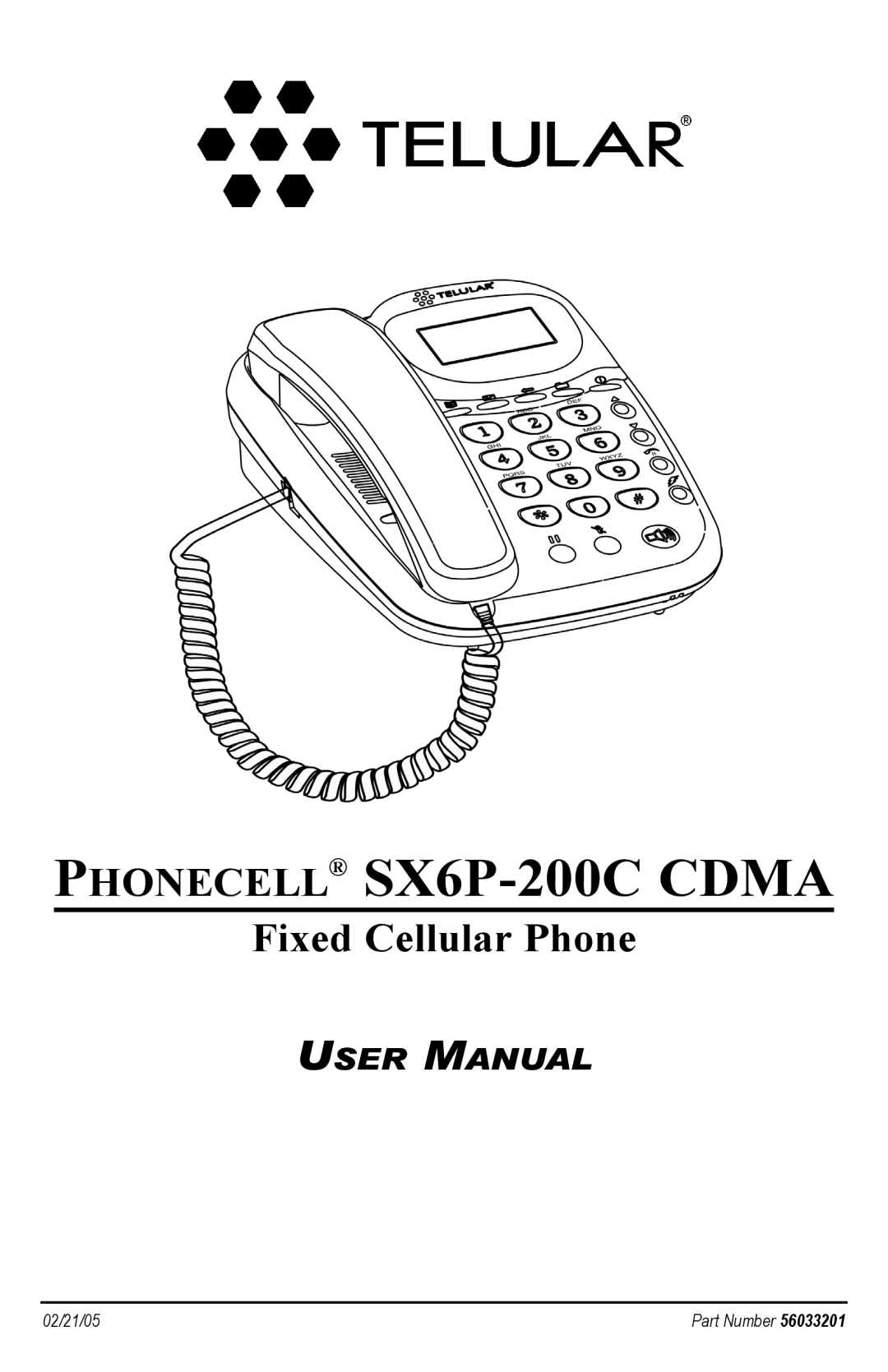 Telular user manual Phonecell SX6P-200C Cdma 