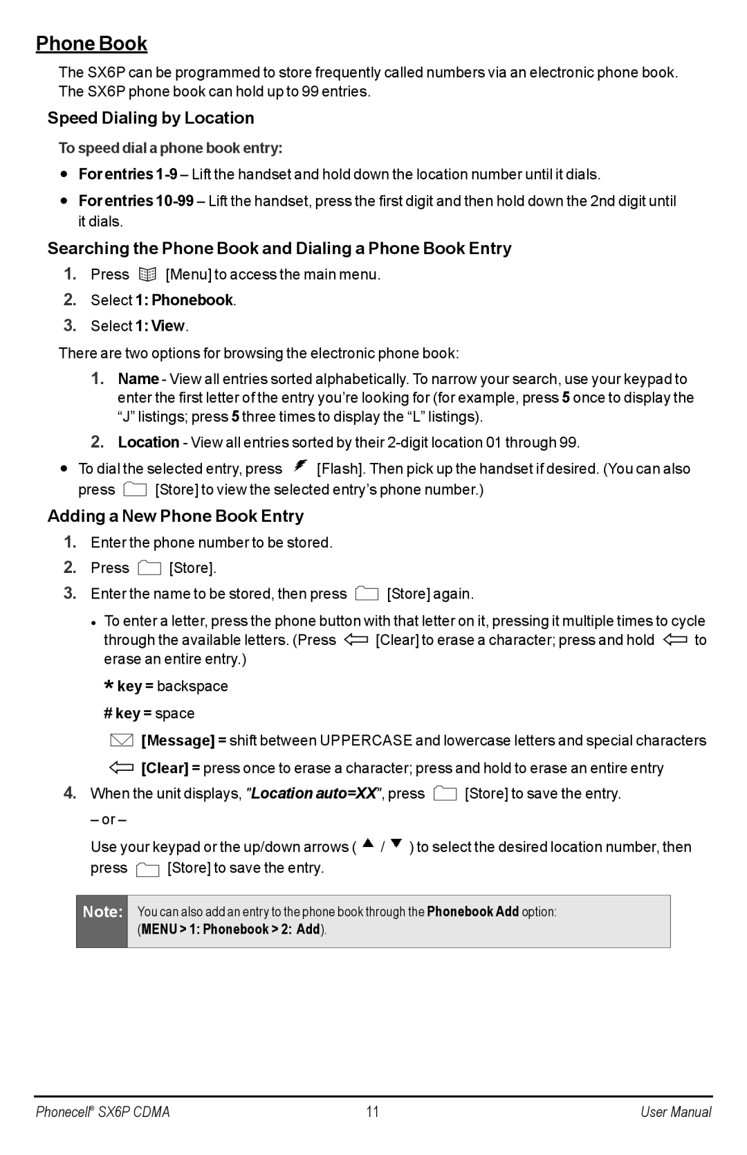 Telular SX6P-200C user manual Speed Dialing by Location, Searching the Phone Book and Dialing a Phone Book Entry 