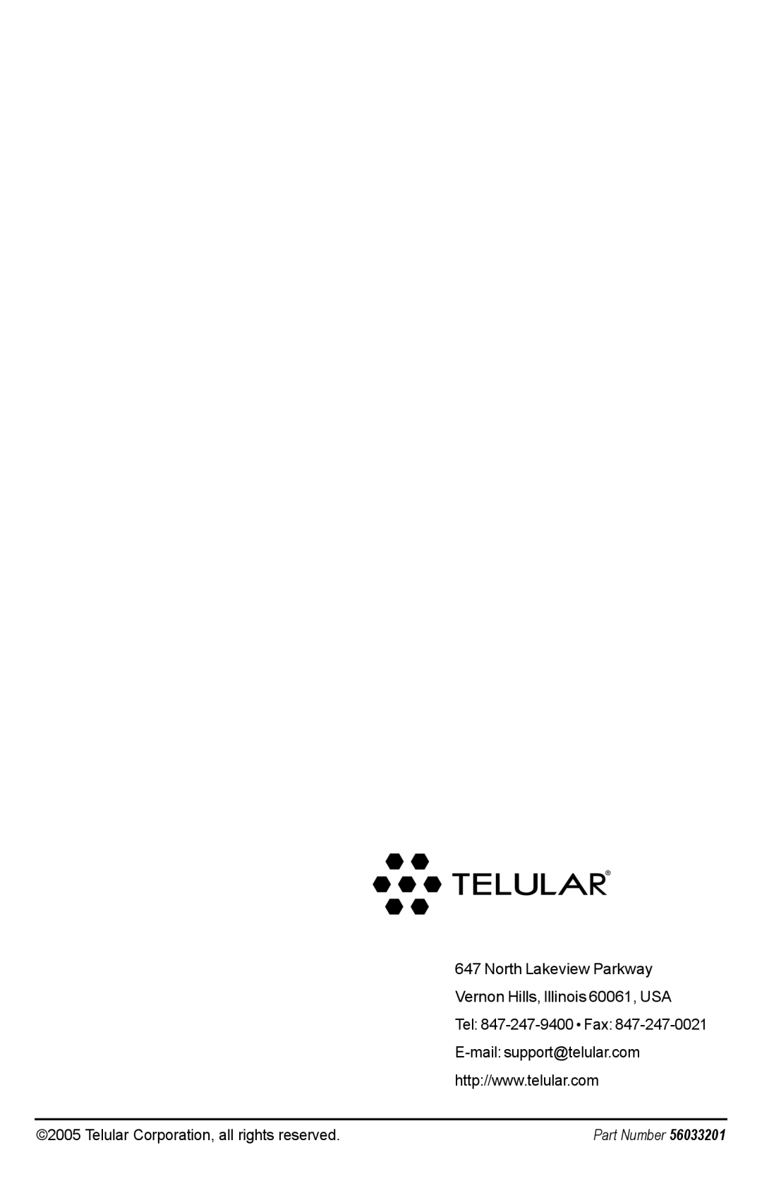 Telular SX6P-200C user manual Telular Corporation, all rights reserved 