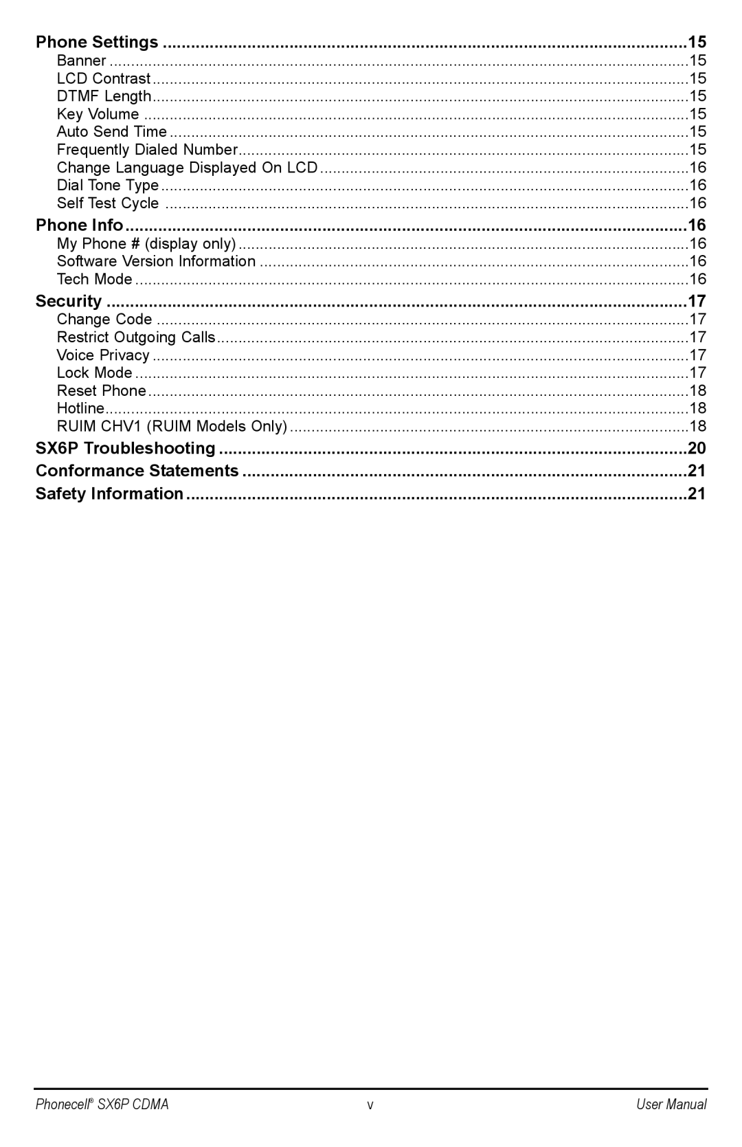 Telular SX6P-200C user manual Phone Settings 