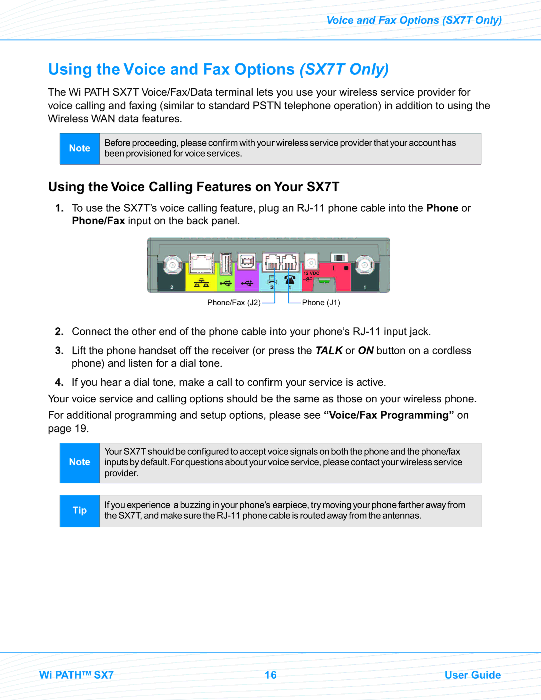 Telular SX7M manual Using the Voice and Fax Options SX7T Only, Using the Voice Calling Features on Your SX7T 