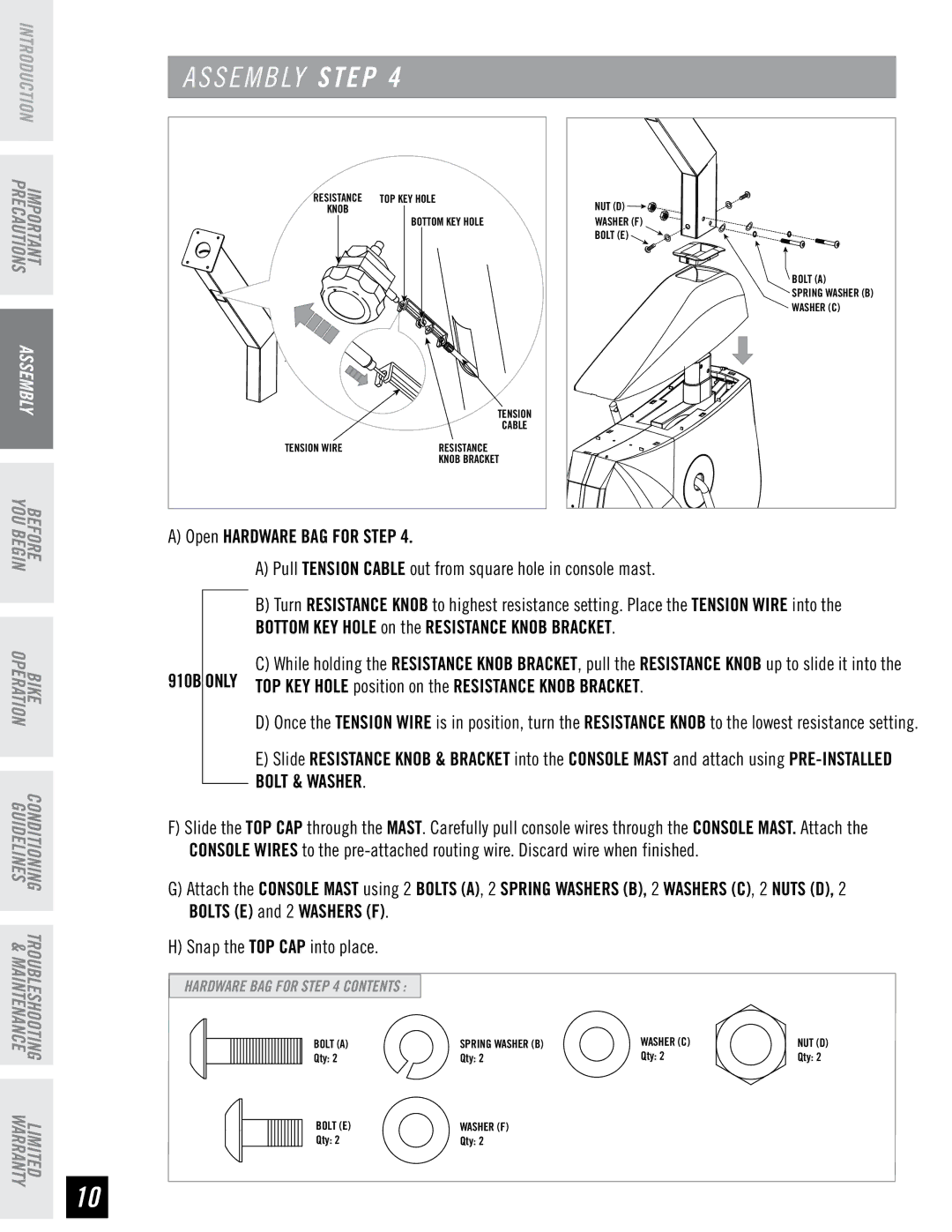 Tempo 910B 920B manual Open Hardware BAG for Step 