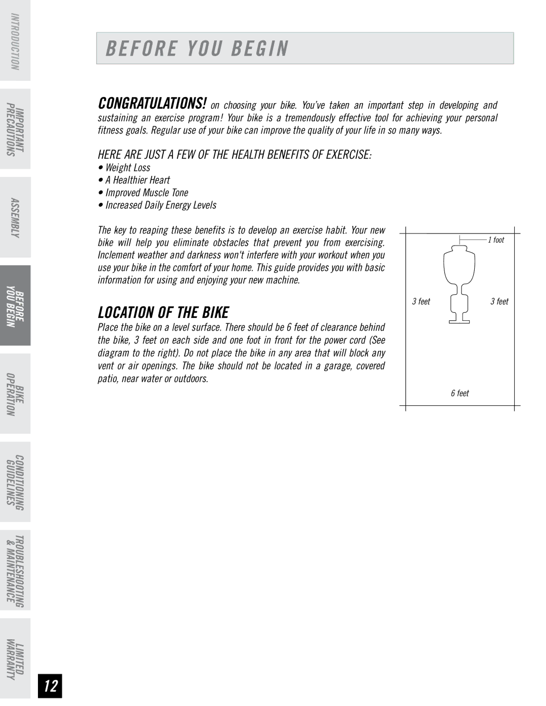 Tempo 910B 920B manual Before YOU Begin, Location of the Bike 