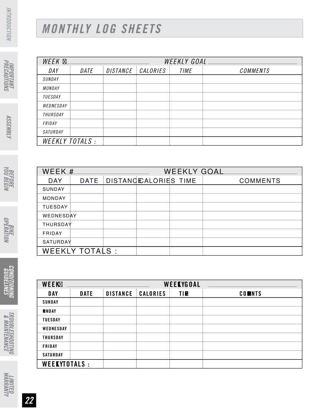 Tempo 910B 920B manual Monthly LOG Sheets 