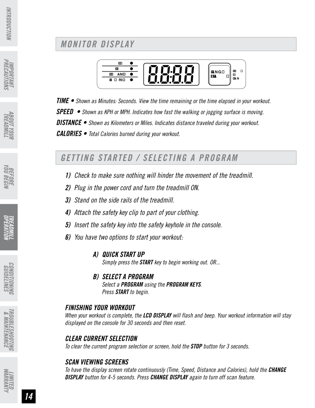 Tempo EVOLVE manual Monitor Display, Getting Started / Selecting a Program, Clear Current Selection, Scan Viewing Screens 