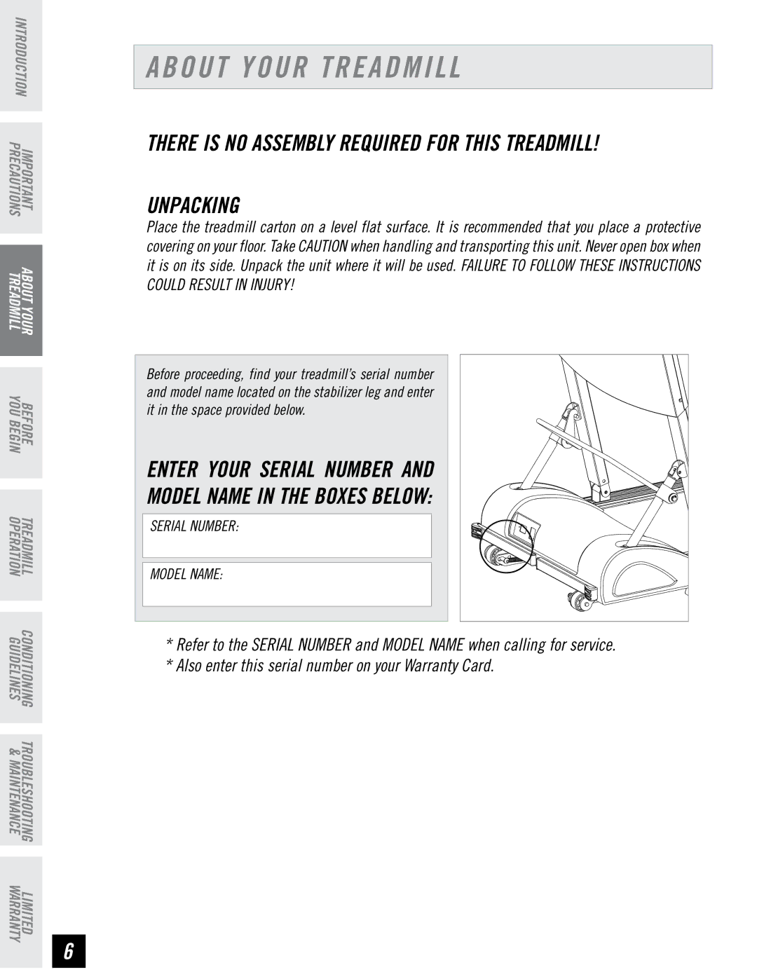 Tempo EVOLVE manual About Your Treadmill, Unpacking 