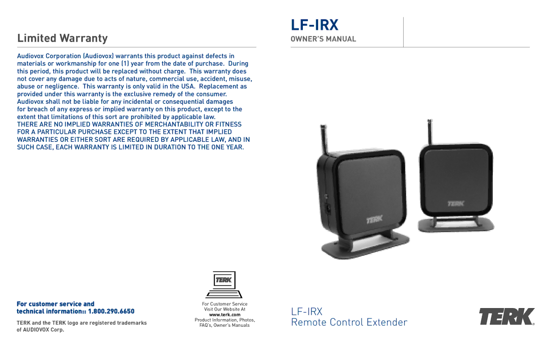 TERK Technologies LF-IRX owner manual Lf-Irx 