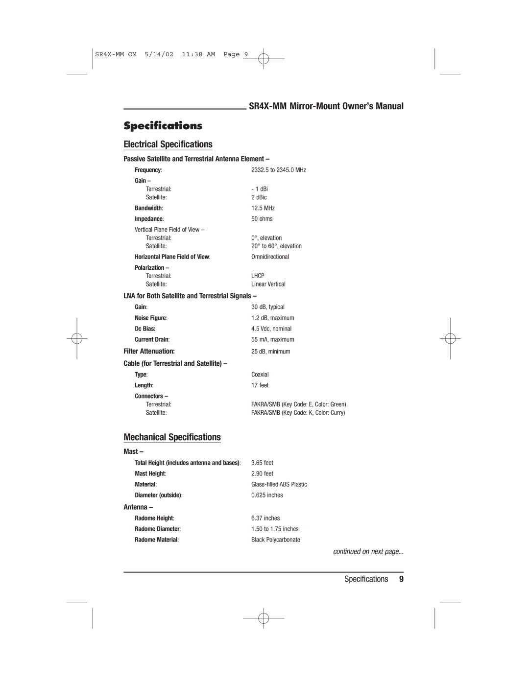 TERK Technologies MM owner manual Electrical Specifications, Mechanical Specifications 