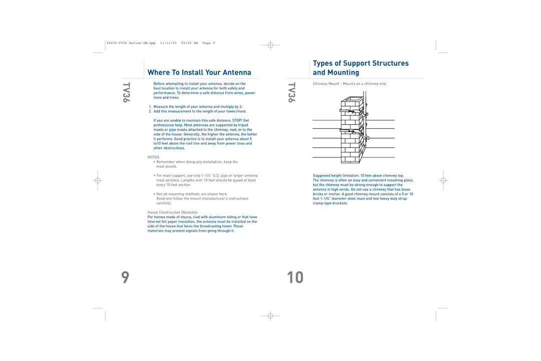 TERK Technologies TV36 owner manual 910 