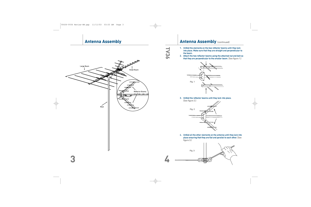 TERK Technologies TV36 owner manual Antenna Assembly continued 