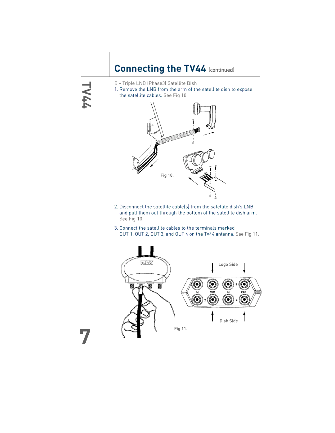 TERK Technologies TV44 manual Triple LNB Phase3 Satellite Dish 