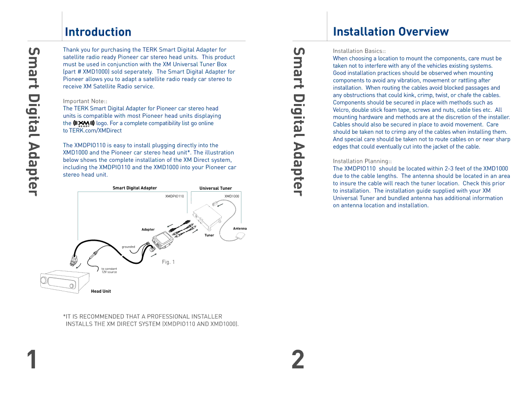 TERK Technologies XMDPIO110 warranty Introduction, Installation Overview, Important Note, Installation Basics 