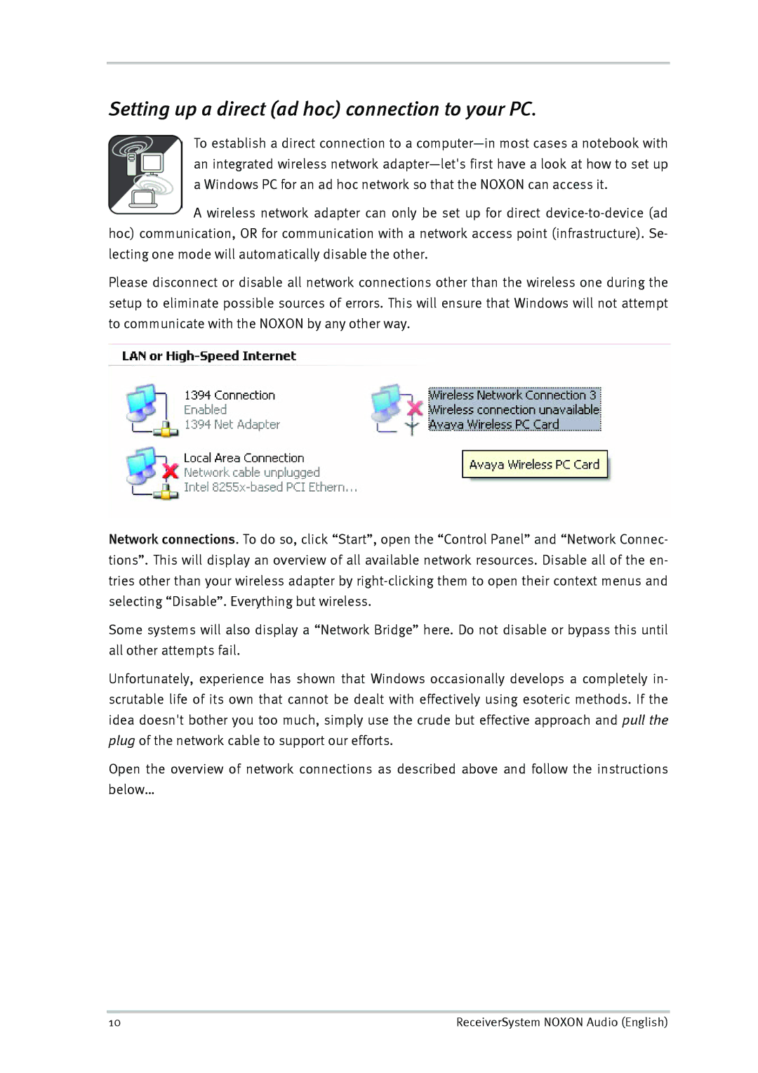 TerraTec Audio manual Setting up a direct ad hoc connection to your PC 