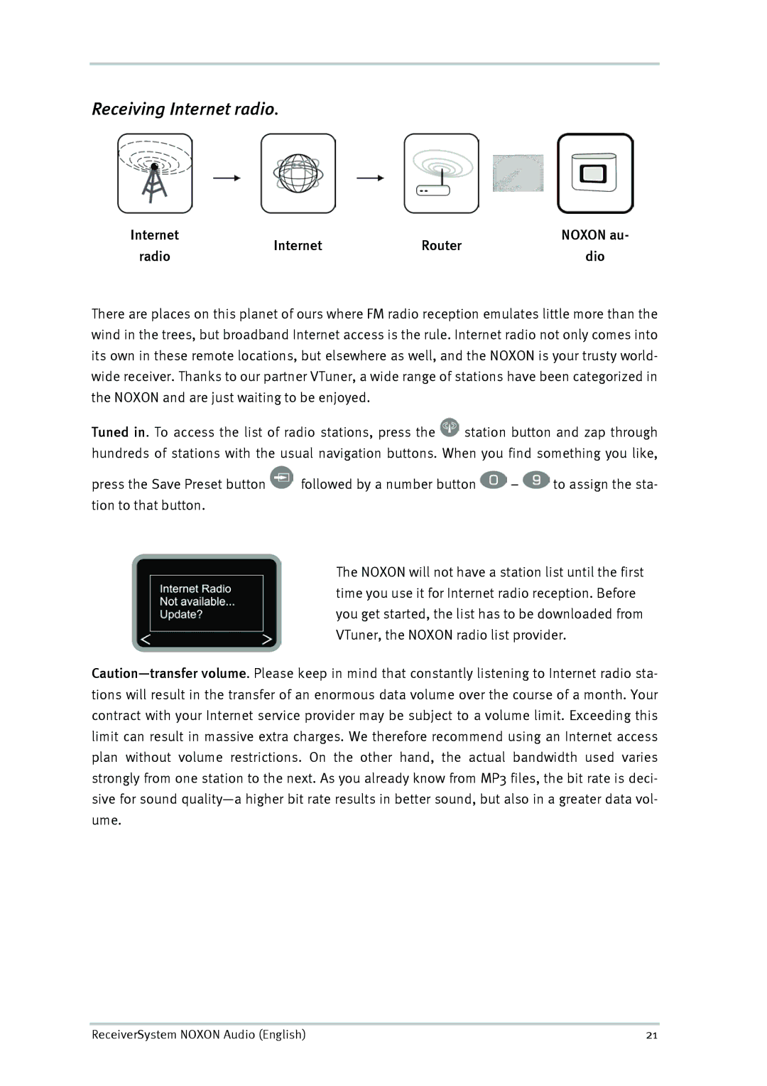 TerraTec Audio manual Receiving Internet radio, Internet Router 