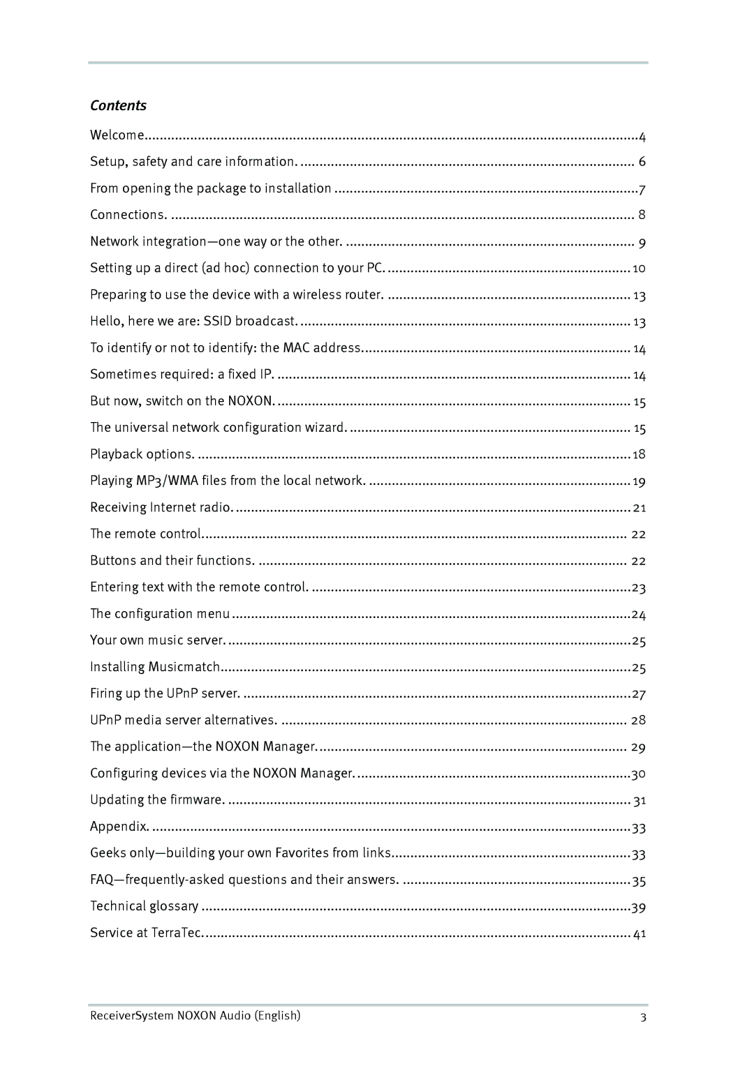 TerraTec Audio manual Contents 