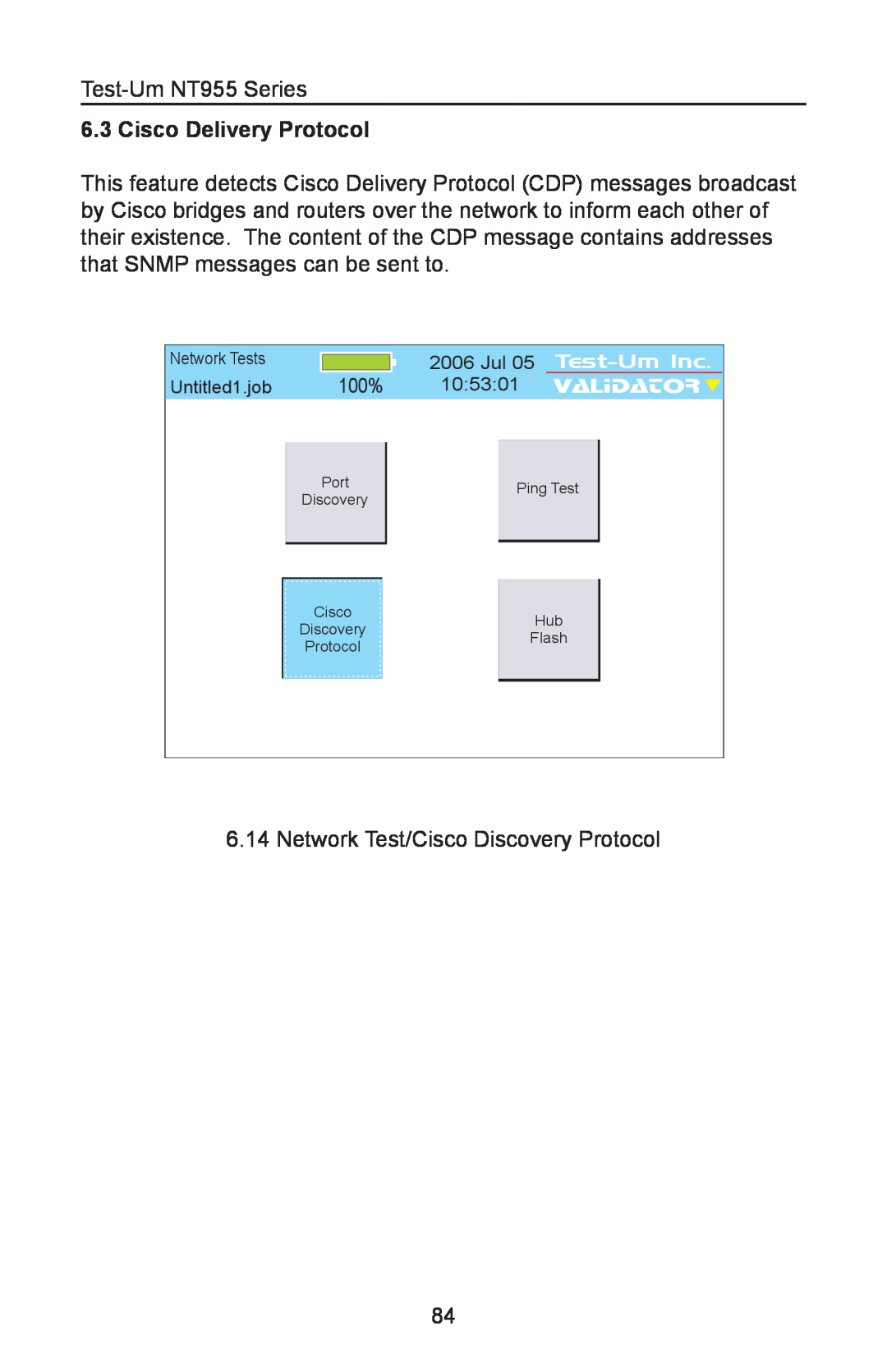 Test-Um NT955 operating instructions Cisco Delivery Protocol, 100% 