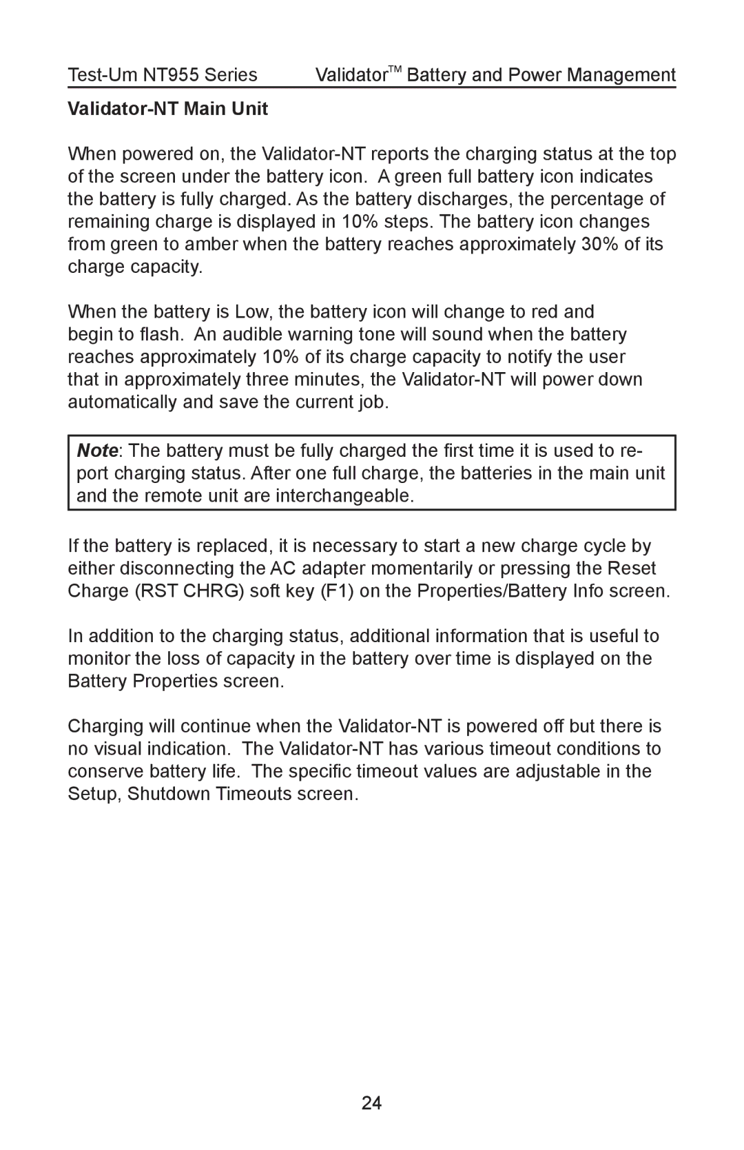 Test-Um NT955 operating instructions Validator-NT Main Unit 