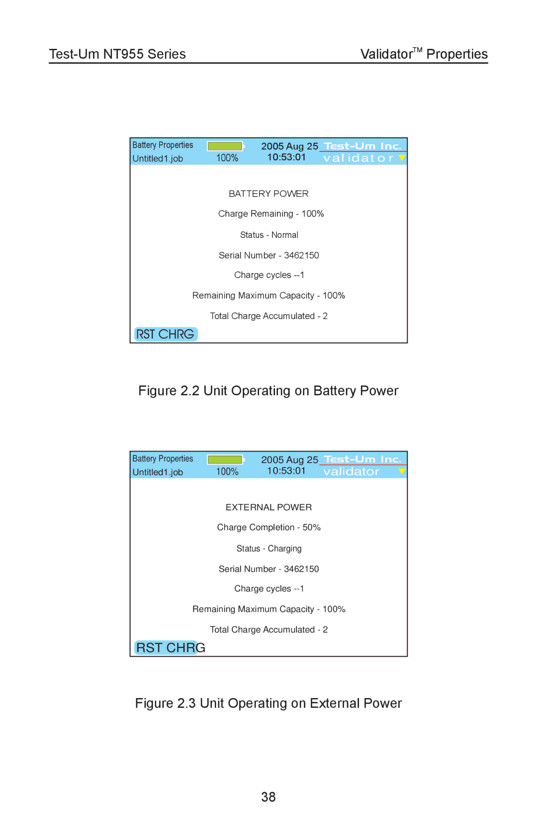 Test-Um NT955 operating instructions Unit Operating on Battery Power 