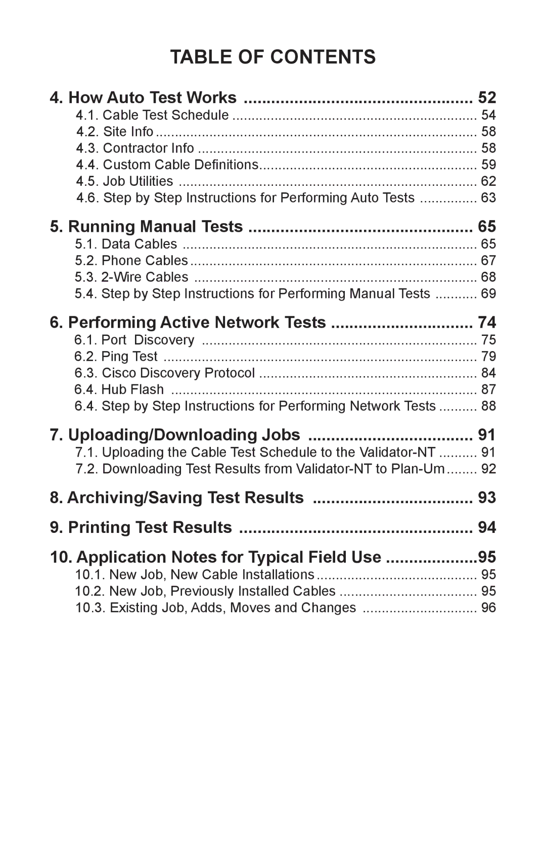 Test-Um NT955 operating instructions Table of Contents 