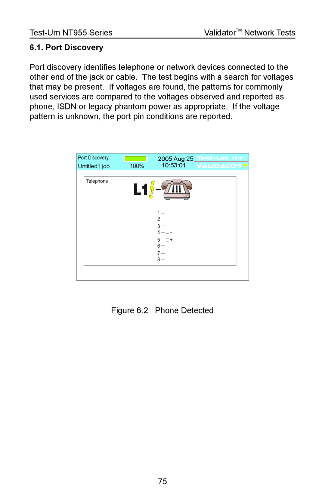 Test-Um NT955 operating instructions Port Discovery, Phone Detected 