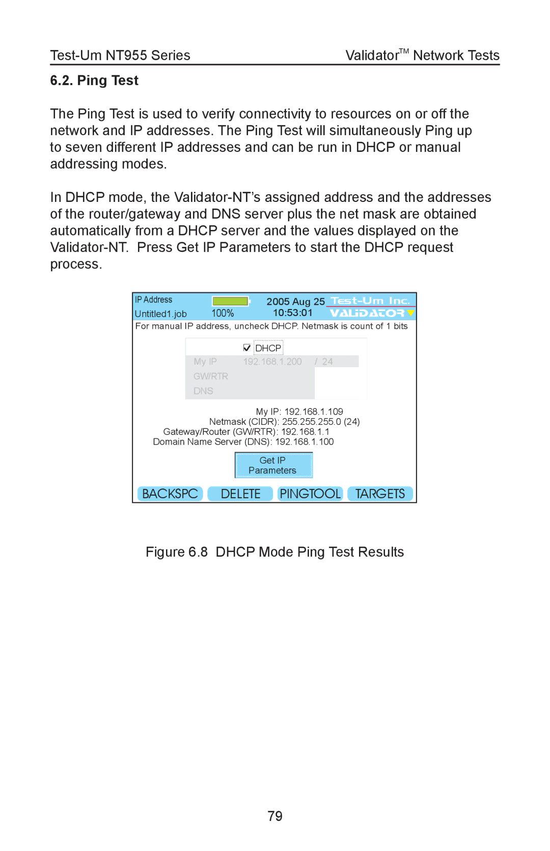 Test-Um NT955 operating instructions Ping Test, Gw/Rtr Dns 