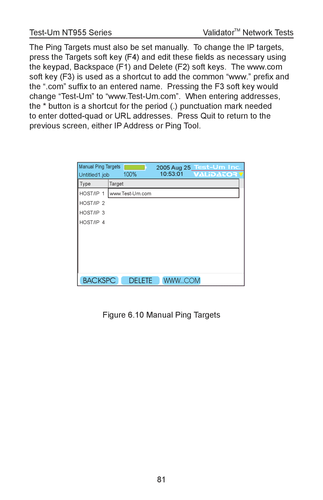 Test-Um NT955 operating instructions Manual Ping Targets 