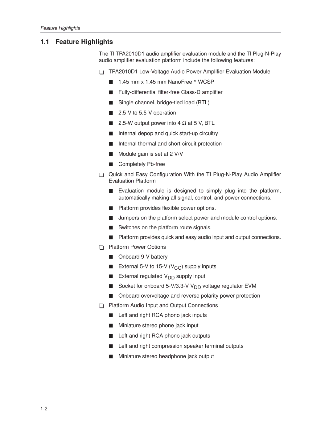 Texas Instruments 2004 manual Feature Highlights 