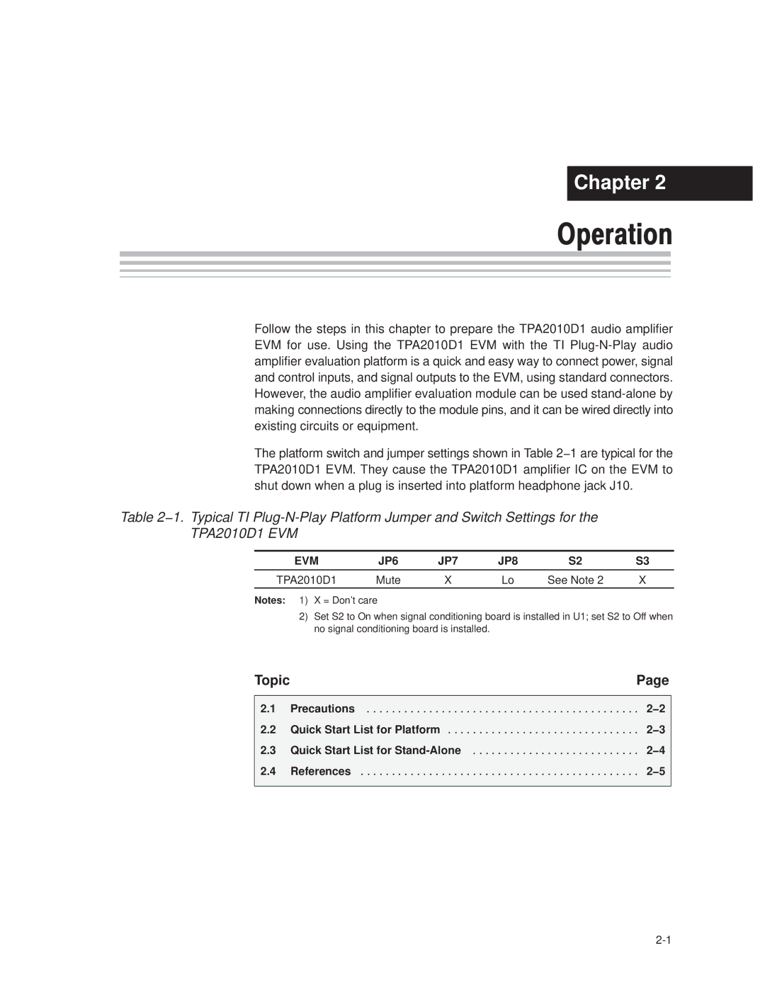 Texas Instruments 2004 manual Operation, Evm, JP7 