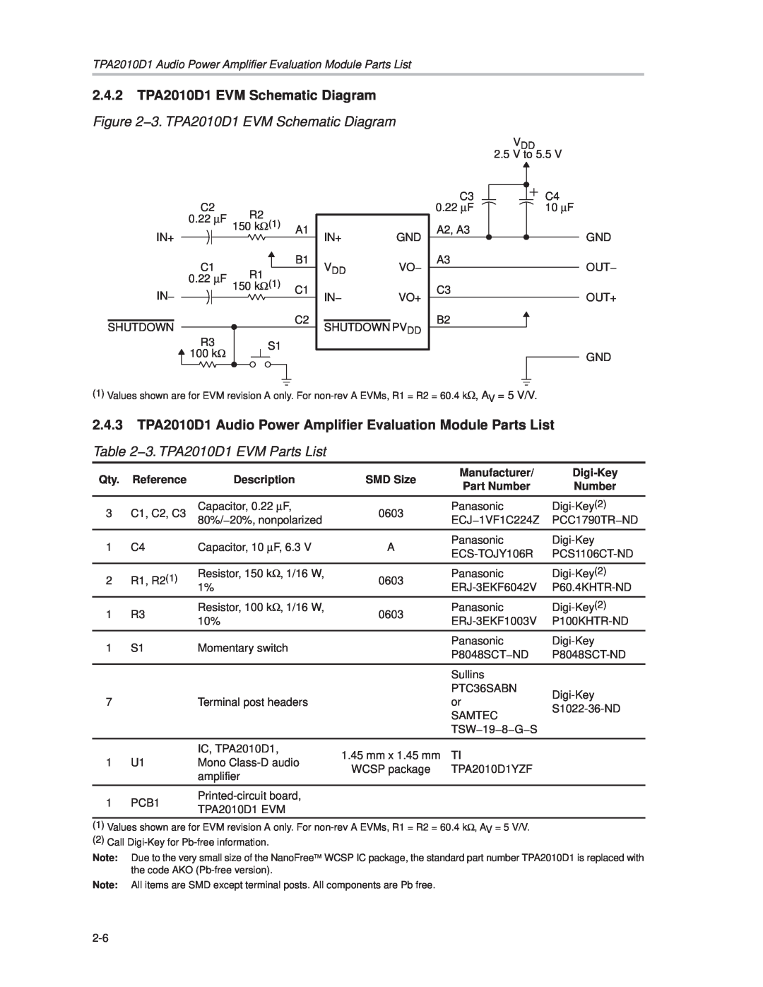 Texas Instruments 2004 manual 2.4.2TPA2010D1 EVM Schematic Diagram, 3. TPA2010D1 EVM Schematic Diagram, 10∝F 