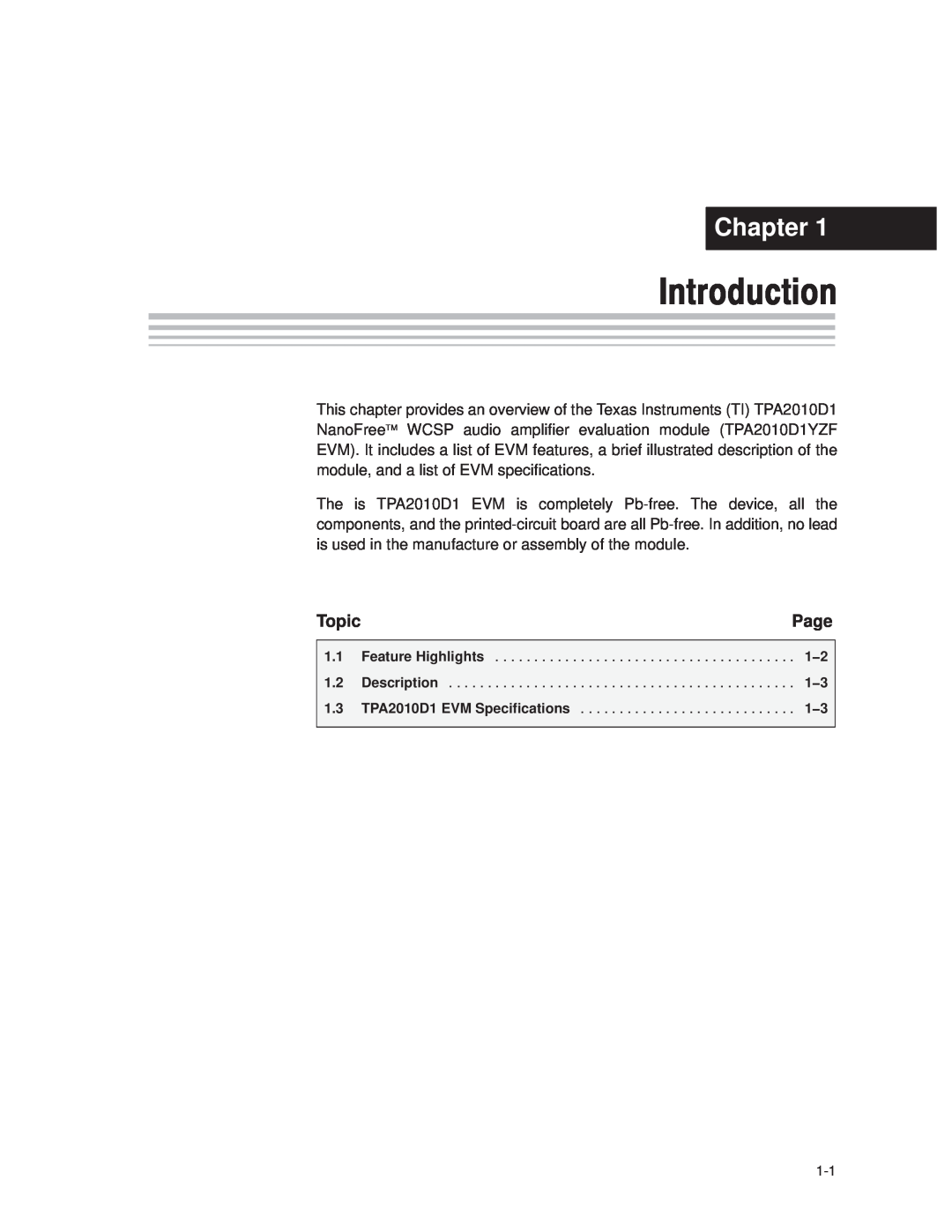 Texas Instruments 2004 manual Introduction, Chapter, Page, Topic 