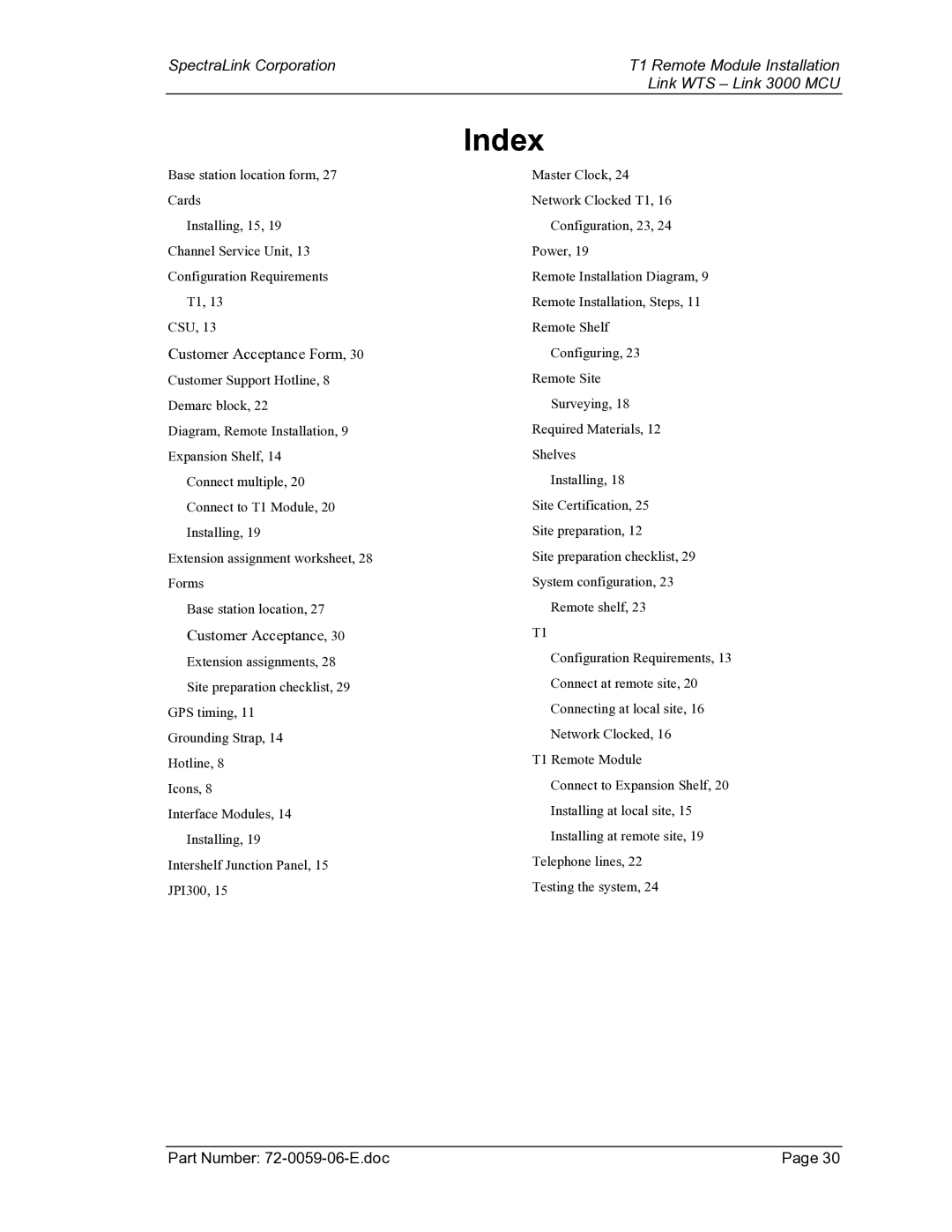 Texas Instruments 3000 MCU manual Index, Customer Acceptance Form 