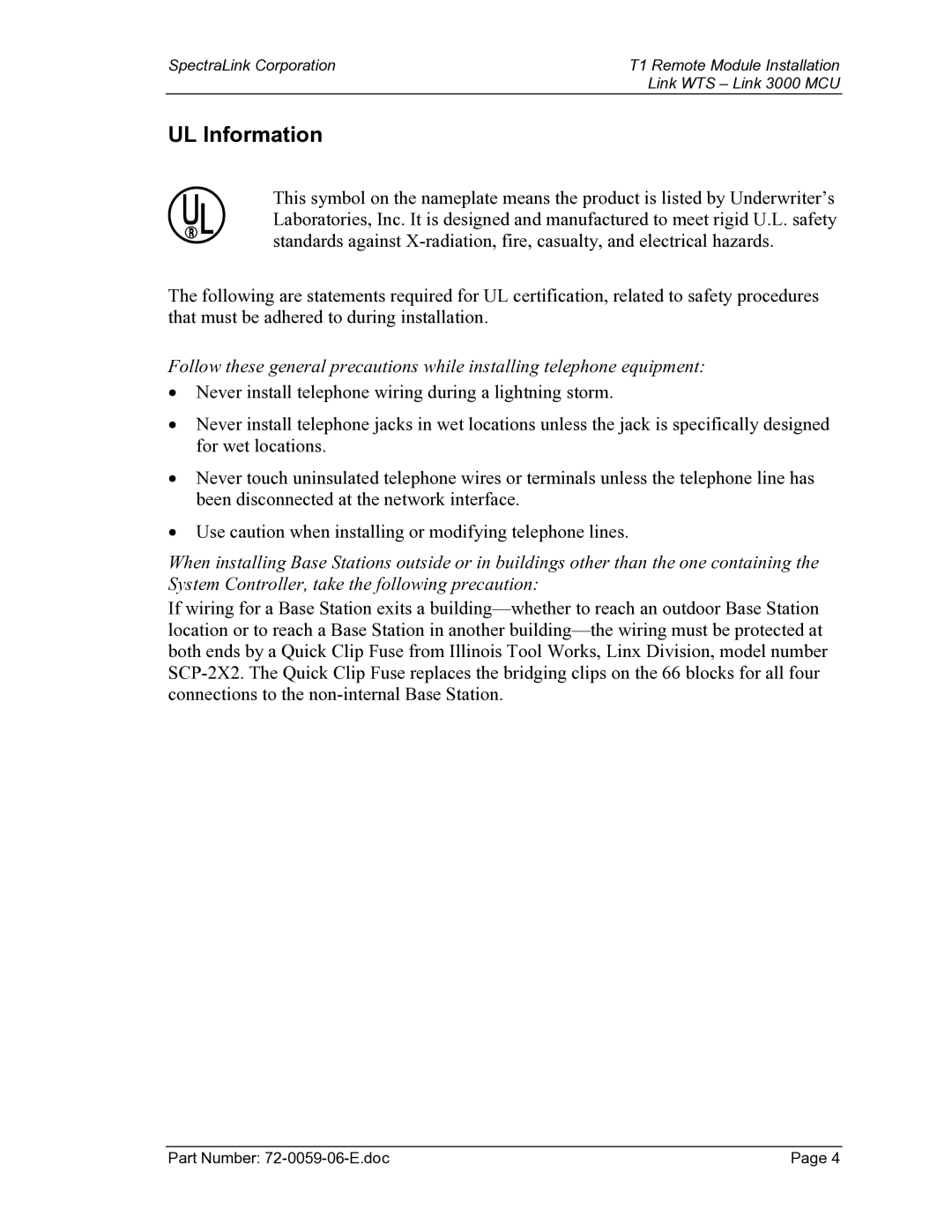 Texas Instruments 3000 MCU manual UL Information 