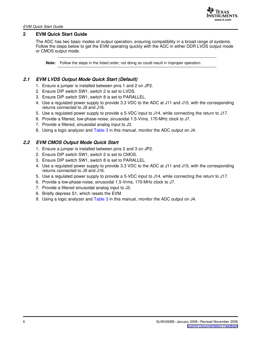 Texas Instruments 27, 46, 45, 47, ADS5525 manual EVM Lvds Output Mode Quick Start Default, EVM Cmos Output Mode Quick Start 