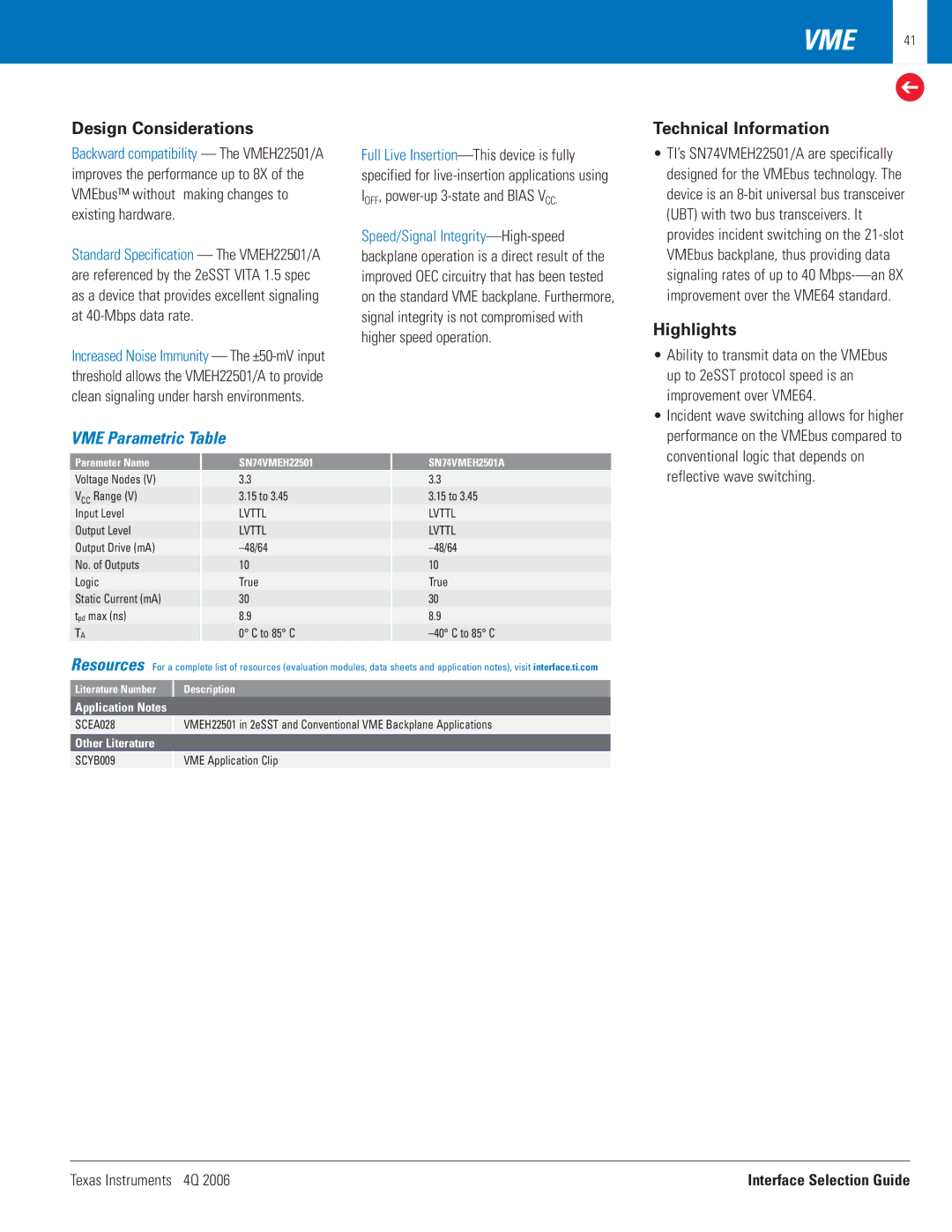 Texas Instruments 4Q 2006 manual Vme, Highlights 