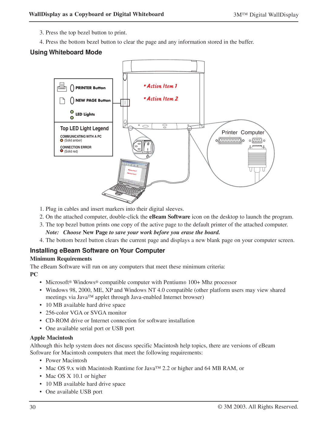 Texas Instruments 8200IW, 8200IC Using Whiteboard Mode, Installing eBeam Software on Your Computer, Minimum Requirements 