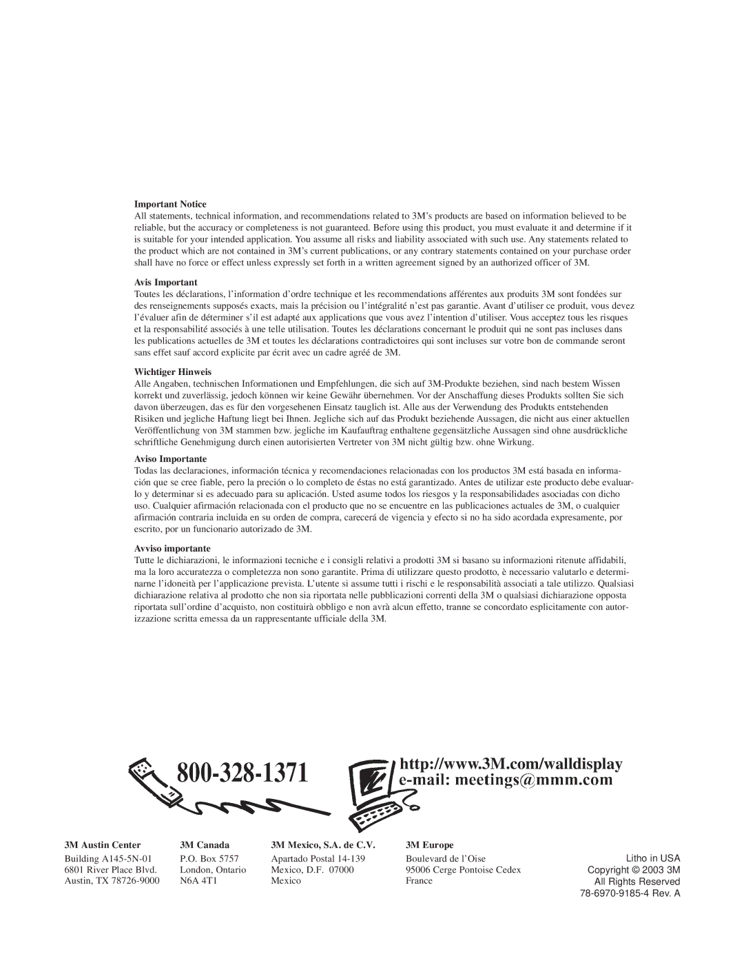 Texas Instruments 8200IC, 8200IW, 8100CB manual Important Notice 