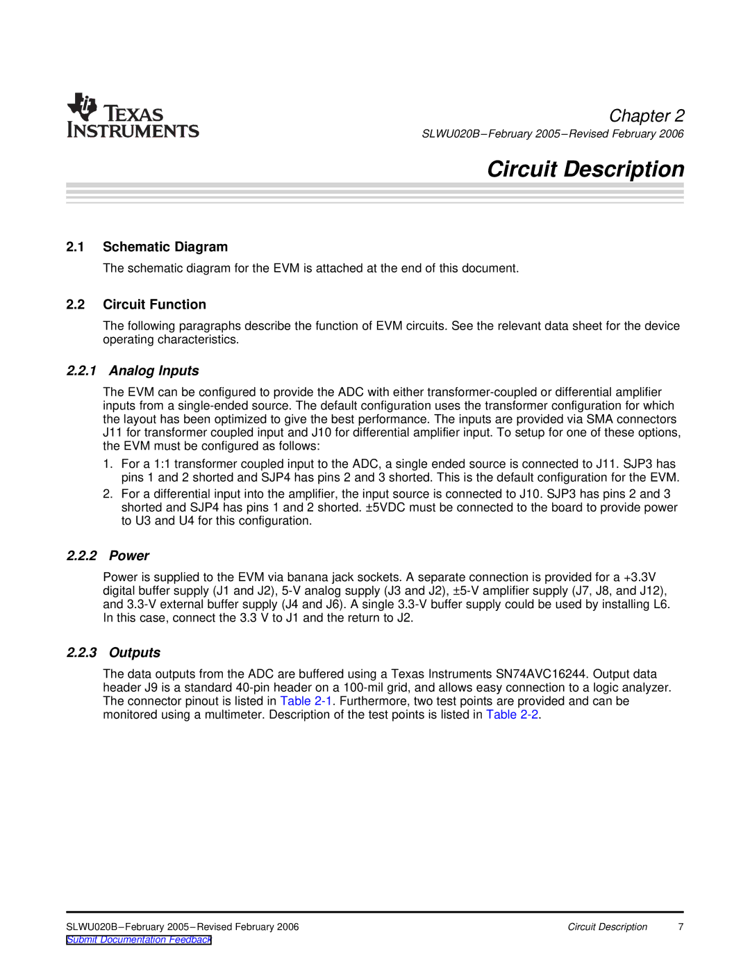 Texas Instruments ADS5423 EVM, ADS5424 EVM, ADS5433 EVM, ADS5411 EVM manual Circuit Description, Schematic Diagram 